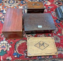 19TH CENTURY MAHOGANY BOX WITH BRASS FITTINGS,