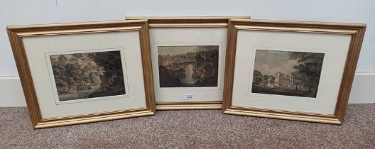 3 FRAMED COLOUR ENGRAVINGS AFTER 'SCOTIA DEPICA SERIES', INCLUDING; P10 TARNAWAY CASTLE,