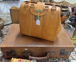 LEATHER SUITCASE & A LEATHER BAG -2-
