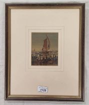 JAMES WATTERSON HERALD 'SAILING KETCH WITH FIGURES' MONOGRAMMED LOWER RIGHT FRAMED WATERCOLOUR 13