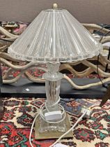 CLEAR GLASS & METAL TABLE LAMP,