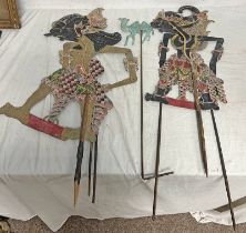 TWO INDONESIAN SHADOW PUPPETS AND A CAMEL ON A STICK -3-