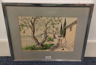 NICHOLAS FAIRBAIRN CORFU SIGNED NICHOLAS 1976 FRAMED WATERCOLOUR 24 X 34 CM