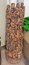 CARVED WOODEN TRIBAL FIGURE GROUP OF MANY FIGURES,
