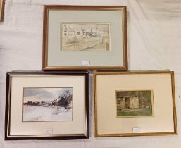 3 FRAMED WATERCOLOURS: OLD SHOREHEAD ARBROATH BY GEORGE HENRY,