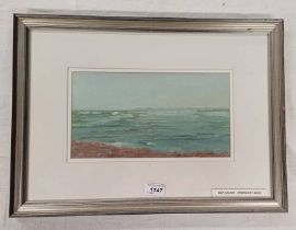 IRENE HALLIDAY SEA COAST ARBROATH GOUACHE SIGNED 16 X 30 CM