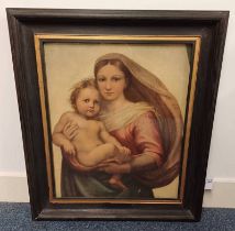 FRAMED PRINT OF SISTINE MADONNA, AFTER RAPHAEL,