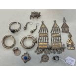 MIDDLE EASTERN WHITE METAL JEWELLERY TO INCLUDE BANGLES, EARRINGS,