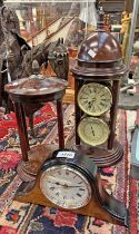 2 TIERED CLOCK & THERMOMETER WITH MATCHING GARNITURE ALONG WITH A LONDON CLOCK CO.
