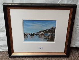 JOHN BOYCE - (ARR) 'DEVON HARBOUR' SIGNED FRAMED GOUACHE 24CM X 19 CM