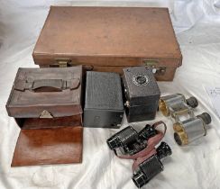 LEATHER SUITCASE, 1942 BRITISH MILITARY BINO PRISM NO.