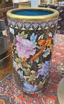CLOISONNE STICK STAND DECORATED WITH BIRDS & FLOWERS, 46.