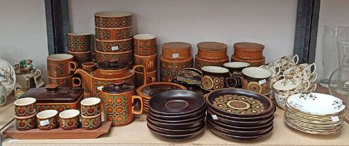 DENBY COFFEE SET, HORNSEA TEAWARE, & STORAGE JARS,