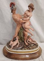 CAPODIMONTE CERAMIC FIGURE OF A CENTURION & FAMILY, SIGNED BY ARTIST,