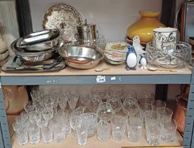 VARIOUS STAINLESS STEEL WARE, CUT GLASS & CRYSTAL,