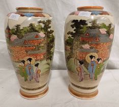 PAIR OF SATSUMA VASES WITH FIGURAL DECORATION,