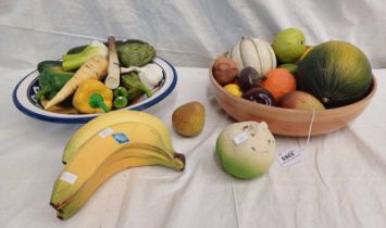 PENKRIDGE CERAMICS FRUIT & VEGETABLES TO INCLUDE BANANAS, BELL PEPPERS, ARTICHOKE, ORANGE,