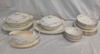 ROYAL DOULTON THE ROMANCE COLLECTION DIANA DINNERWARE TO INCLUDE LIDDED TUREENS, GRAVY BOAT, PLATES,