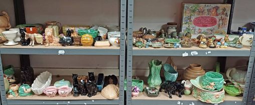 LARGE SELECTION OF WADE PORCELAIN ANIMALS & VARIOUS OTHER PORCELAIN OVER 4 SHELVES