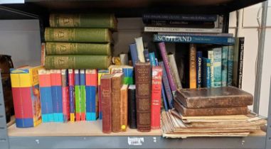 1 SHELF OF BOOKS ON SCOTTISH, HARRY POTTER, BURNS POETRY,