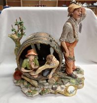 CAPODIMONTE CERAMIC FIGURE 'LA BUTLA' SIGNED VOLTA,