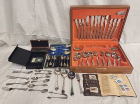 BOXED 200 MARK COIN, SILVER PLATED CUTLERY, CASED CANTEEN CUTLERY,