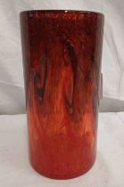 RED AND BLACK TINTED STRATHEARN GLASS VASE, 19.