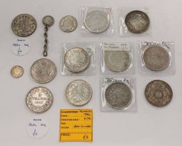 14 FRANCE RELATED COINS TO INCLUDE: 1965, 2 X 1966, & 1970 10 FRANCS; 1828, 1834, 1843, 1848, 1856,