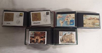2 ALBUMS OF AUSTRIA STAMPS ON MAXICARDS AND OTHER MATERIAL TOGETHER WITH THERMATIC ALBUM OF VARIOUS