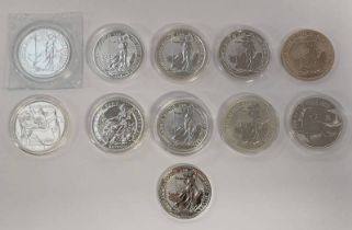 11 X UK 1OZ SILVER 2 POUNDS COINS TO INCLUDE: 1998, 2002, 2003, 2013, 2 X 2017, 2018,