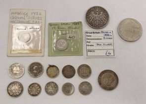 SELECTION OF GERMANY RELATED COINS TO INCLUDE 1848 GERMAN STATES 12 EISEN THALER,