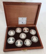 1977 THE QUEENS OF THE BRITISH ISLES SILVER 9-MEDAL SET, IN CASE OF ISSUE, WITH C.O.A.