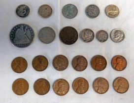 SELECTION OF US COINAGE TO INCLUDE 1854-O HALF DOLLAR, 1877-CC, 1892, 1936, 1943 & 1960 DIMES,