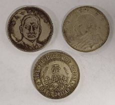 REPUBLIC OF CHINA 1 YUAN FAT MAN DOLLAR TOGETHER WITH 1912 FOUNDING OF THE REPUBLIC 1 YUAN/DOLLAR &