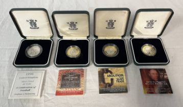 4 X SILVER PROOF UK £2 COINS TO INCLUDE 1996 CELEBRATION OF FOOTBALL,