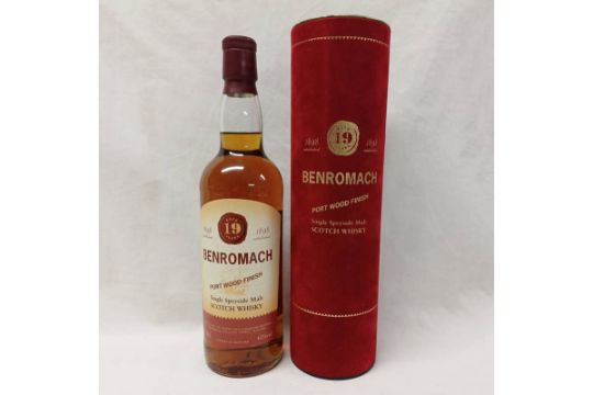 1 BOTTLE BENROMACH 19 YEAR OLD PORT WOOD FINISH SINGLE MALT WHISKY - 70CL,