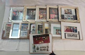 SELECTION OF 15 FRAMED STAMP PRESENTATION PACK SETS TO INCLUDE QUEEN, DAVID BOWIE, ELTON JOHN,