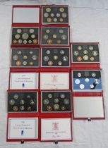 9 X UK DELUXE PROOF COIN SETS TO INCLUDE 1985, 2 X 1986, 1987, 1988, 1989, 2 X 1990,