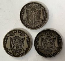 2 X 1836 & 1834 WILLIAM IV HALF CROWNS