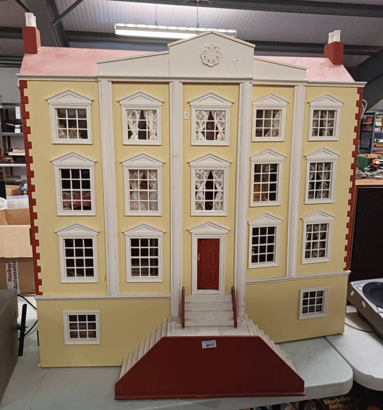 LARGE 3 STOREY WOODEN DOLLS HOUSE WITH VARIOUS FURNITURE & ACCESSORIES Condition Report: