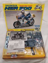 PARTIALLY CONSTRUCTED KYOSHO HONDA NSR 500 1:8 SCALE PLASTIC KIT.