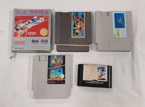 FOUR NINTENDO NES ASIA REGION GAMES INCLUDING A STARWARS TOP, TIGER HELI AND OTHERS.