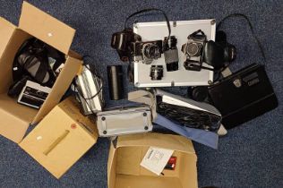 SELECTION OF 35MM SLR CAMERA & LENSES INCLUDING CANON T70, MINOLTA SRT 101 SIGMA 1:45 F70-210MM,