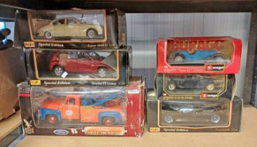 SELECTION OF BURAGO 1:18/24 MODEL CARS INCLUDING BUGATTI 'TYPE 55' 1932, FORD GT90,