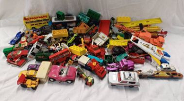 SELECTION OF PLAYWORN CORGI, DINKY, MATCHBOX, ETC MODEL VEHICLES INCLUDING SEA KING HELICOPTER,