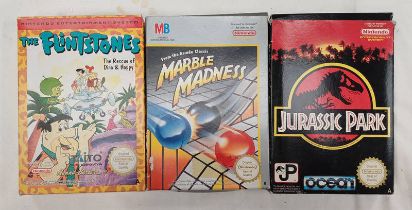 THREE NINTENDO NES GAMES INCLUDING MARBLE MADNESS,