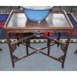A Late 19th/Early 20th Century Chinese Hardwood Tray Top Folding Table, 74cm by 51cm by 67cmSplit to