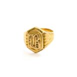 A Signet Ring, stamped '22K', finger size P1/2Gross weight 9.7 grams.