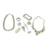 A Quantity of Paste Set Jewellery, including necklaces, bracelets, brooches, clips etc