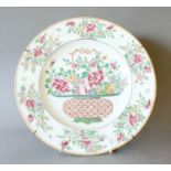 A Samson Porcelain Dish in Chinese Style, painted in famille rose enamels with a basket of